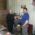 Dick giving Brian the keys on his last day of work.   Dick retired the next day 